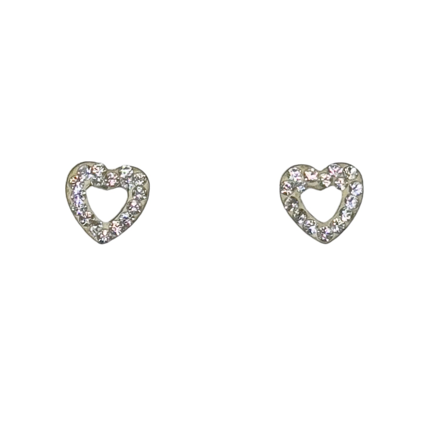 Sterling silver crystal heart stud earrings