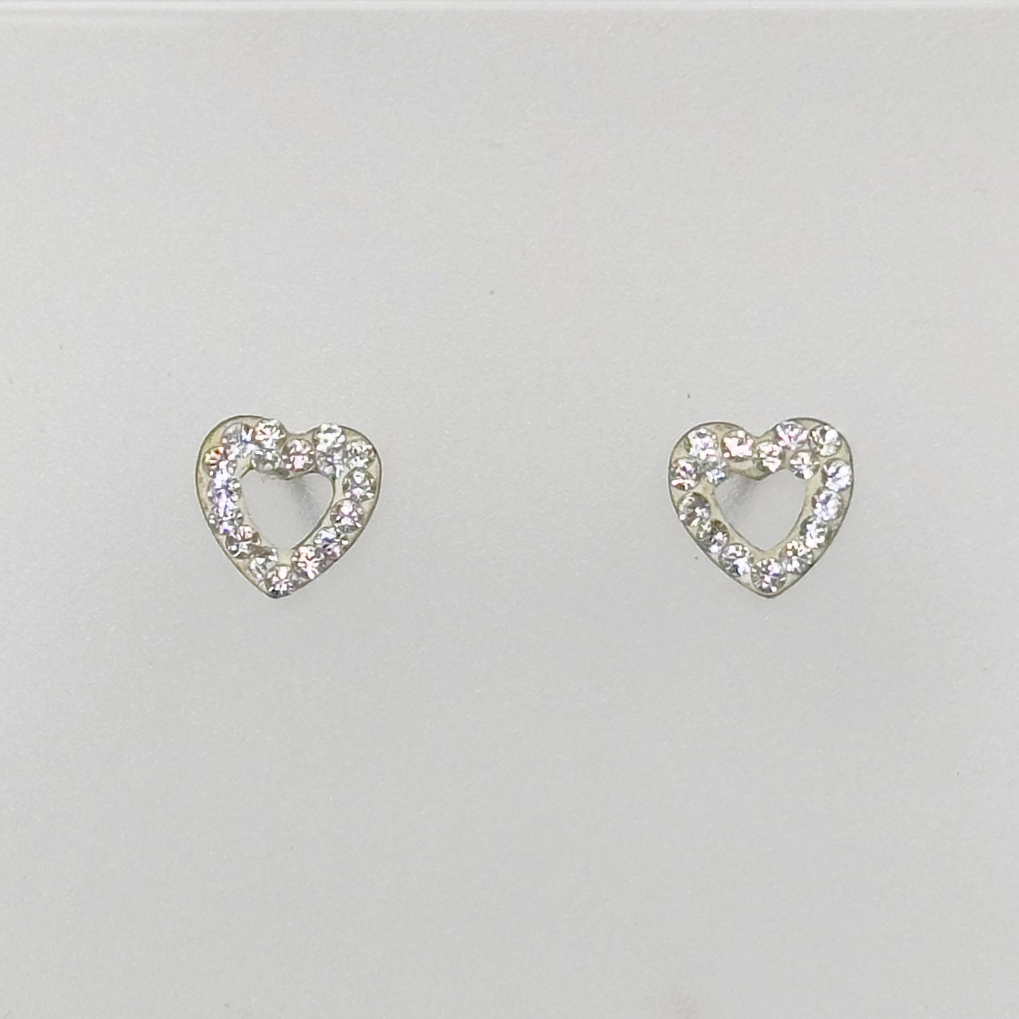 Sterling silver crystal heart stud earrings