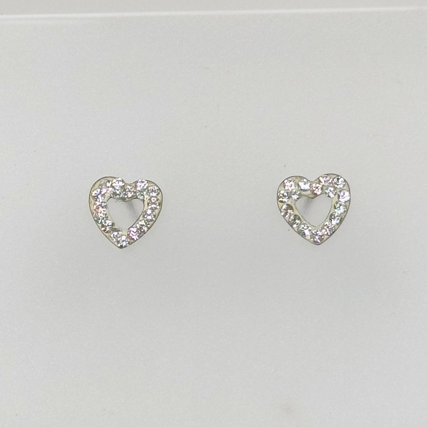 Sterling silver crystal heart stud earrings