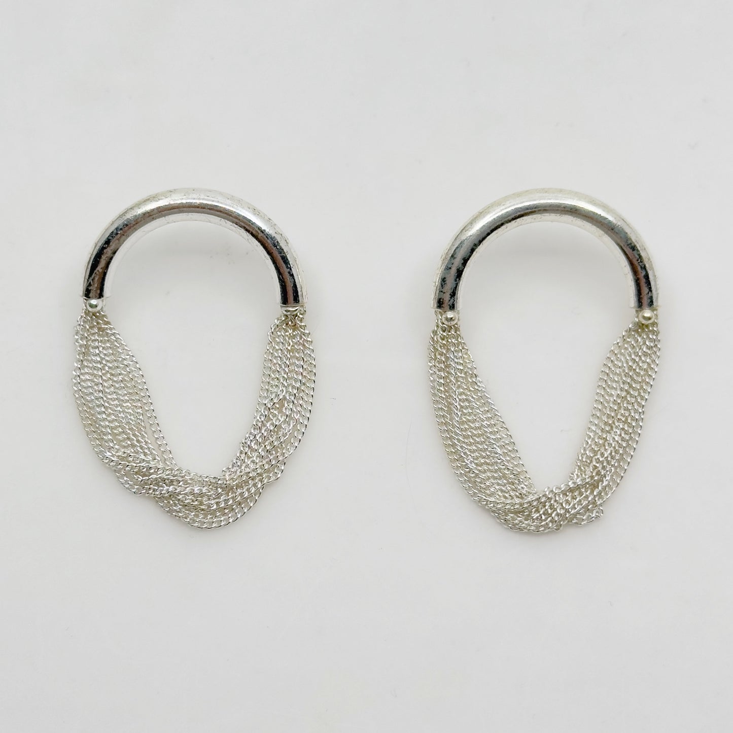 Hand Made Sterling silver chain drop earrings