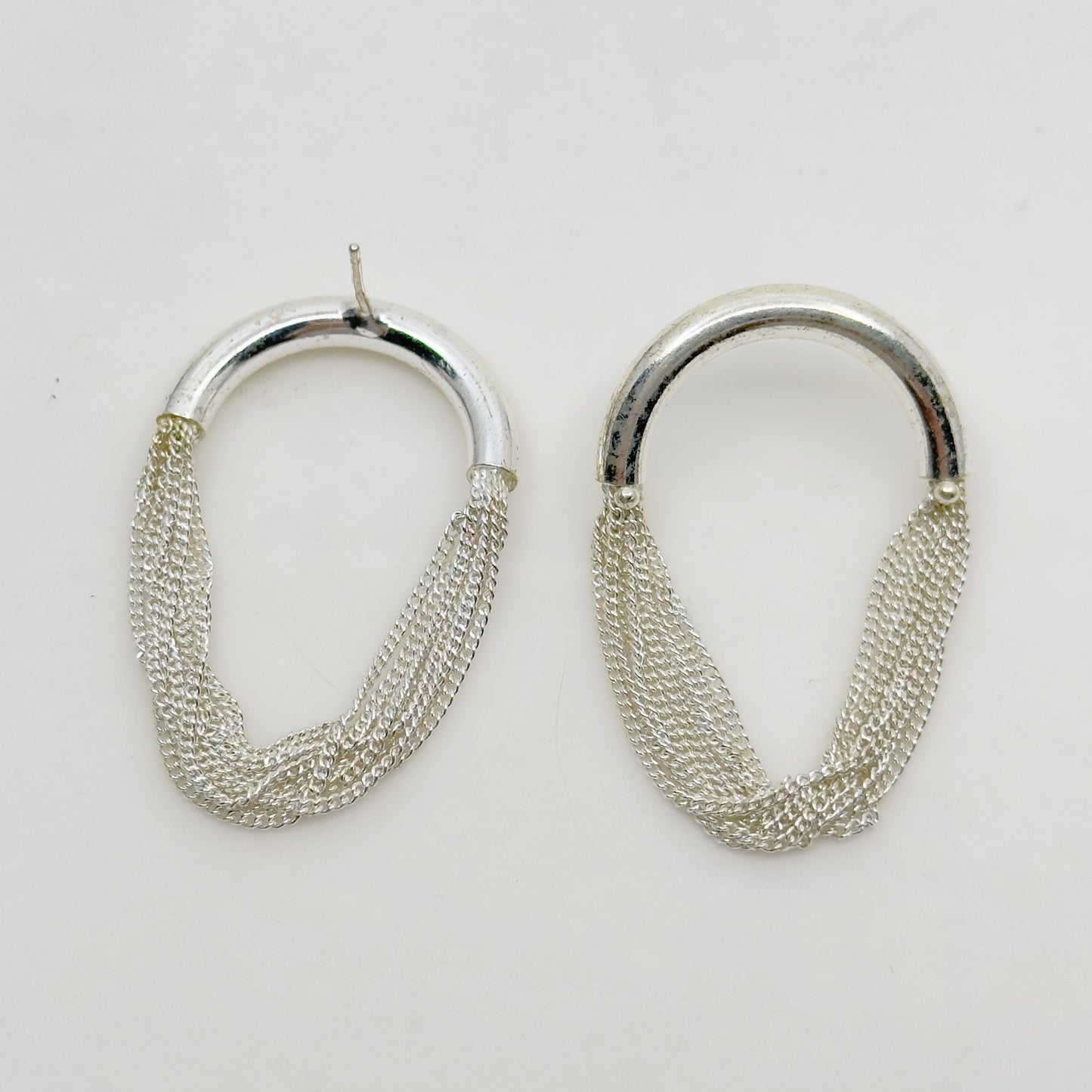 Hand Made Sterling silver chain drop earrings