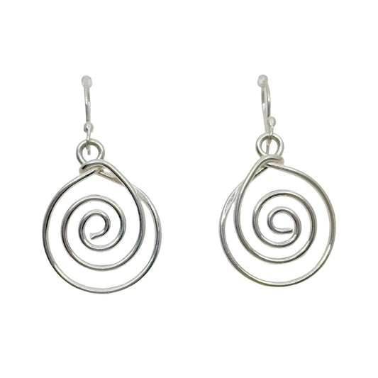 Mexican HOB Sterling silver spiral drop earrings