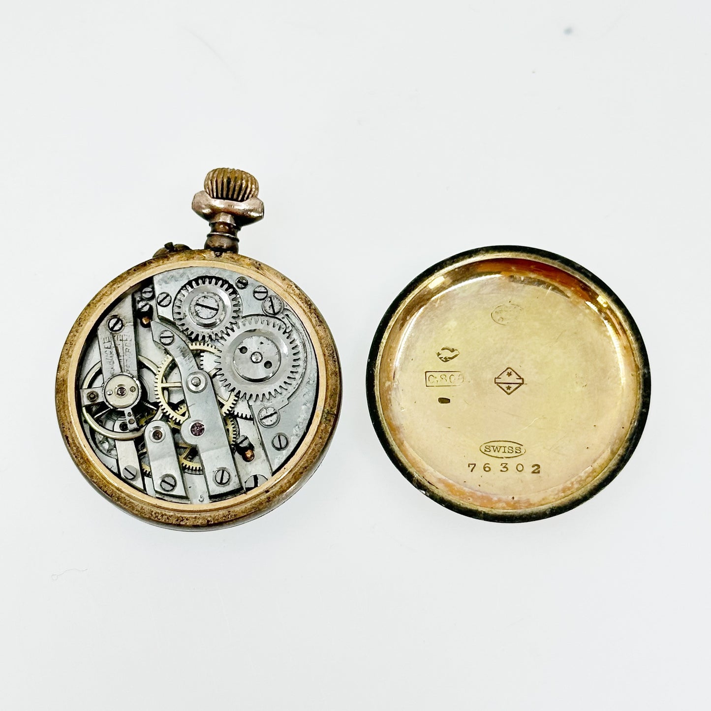 Vintage 800 silver enamel guilloche pocket watch