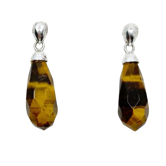 sterling silver tiger's eye drop earrings