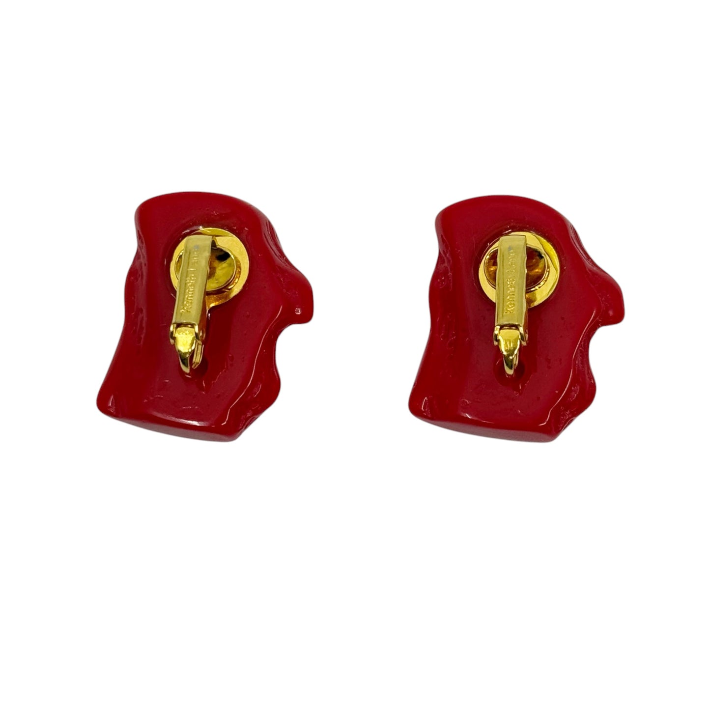 Kenneth Lane Gold tone red branch coral acrylic earrings - GM707