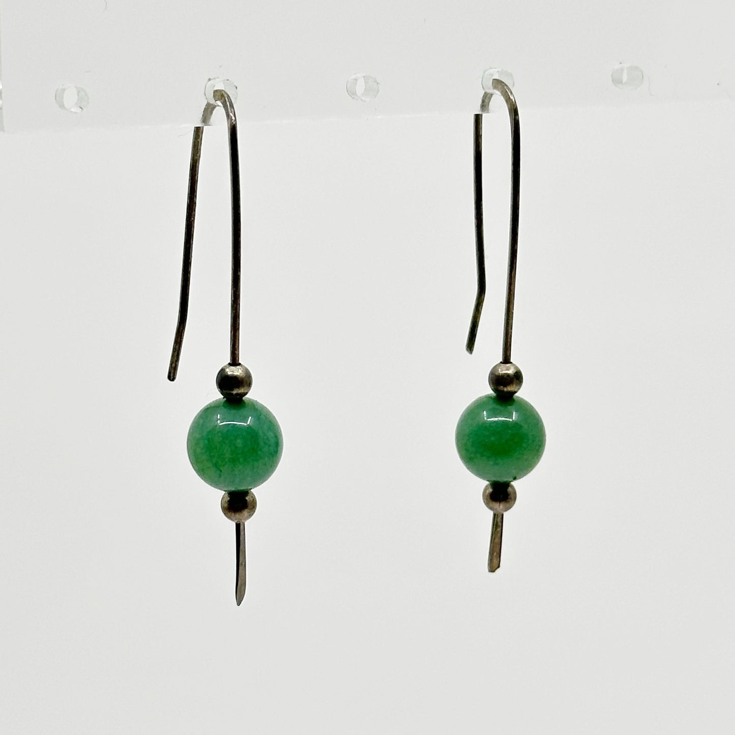 Hand Made Sterling silver aventurine bead earrings