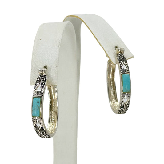 Sterling silver Turquoise & Marcasite hoop earrings