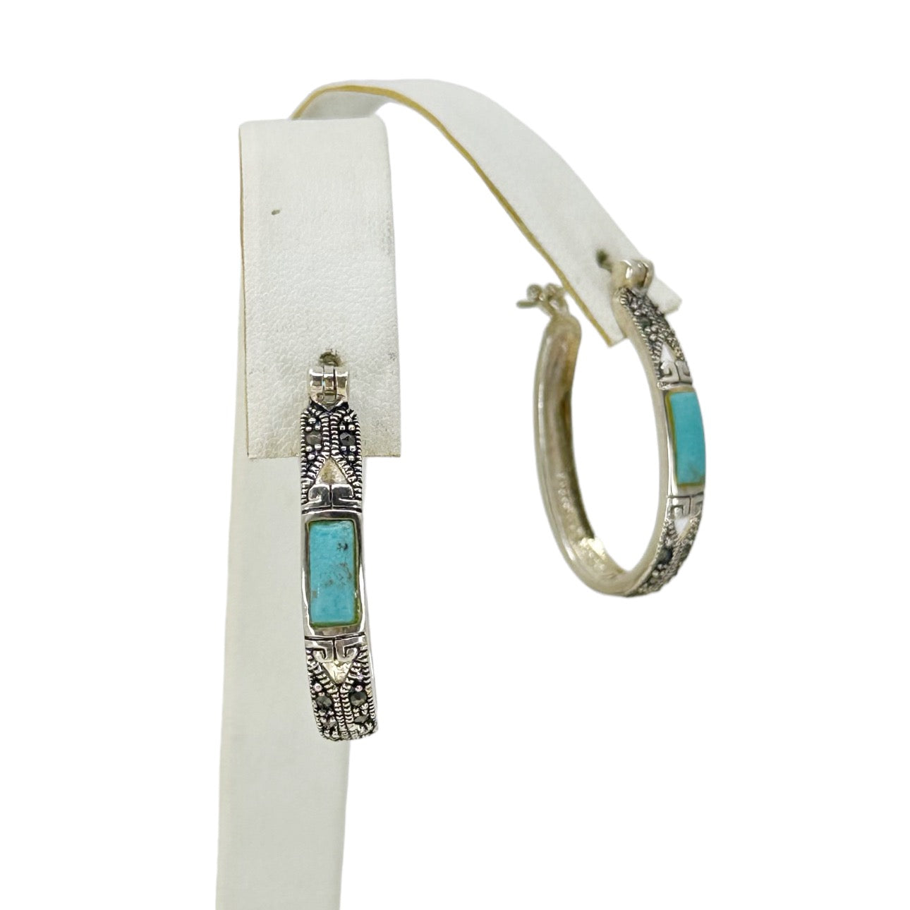 Sterling silver Turquoise & Marcasite hoop earrings