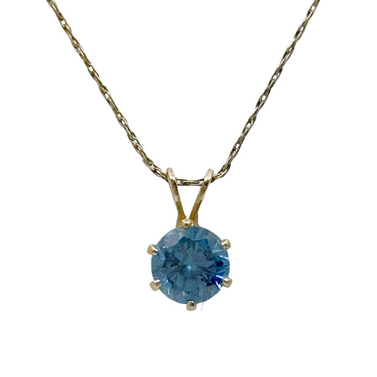 Gold filled blue topaz solitaire pendant