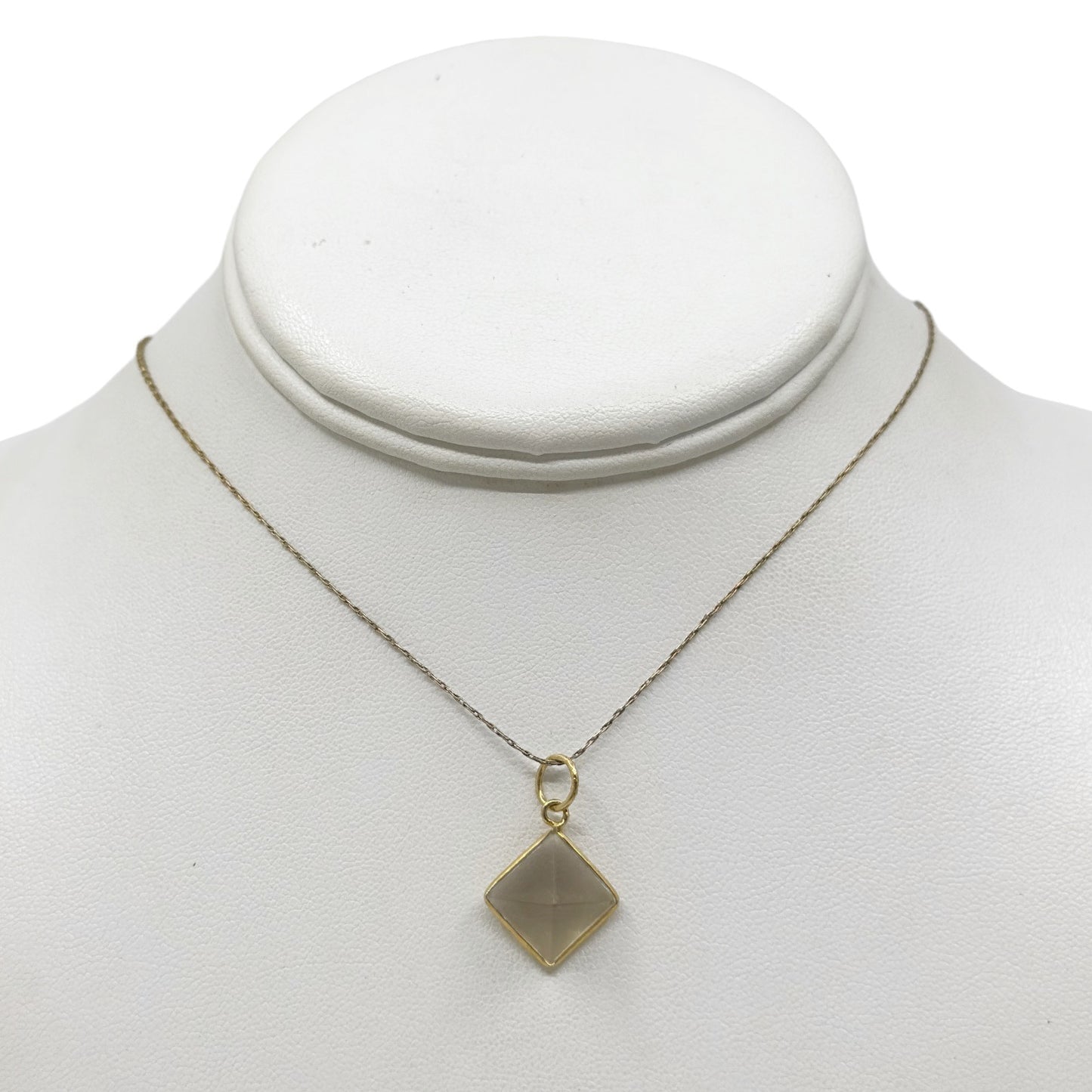 Gold Vermeil Sterling silver smoky quartz pyramid pendant