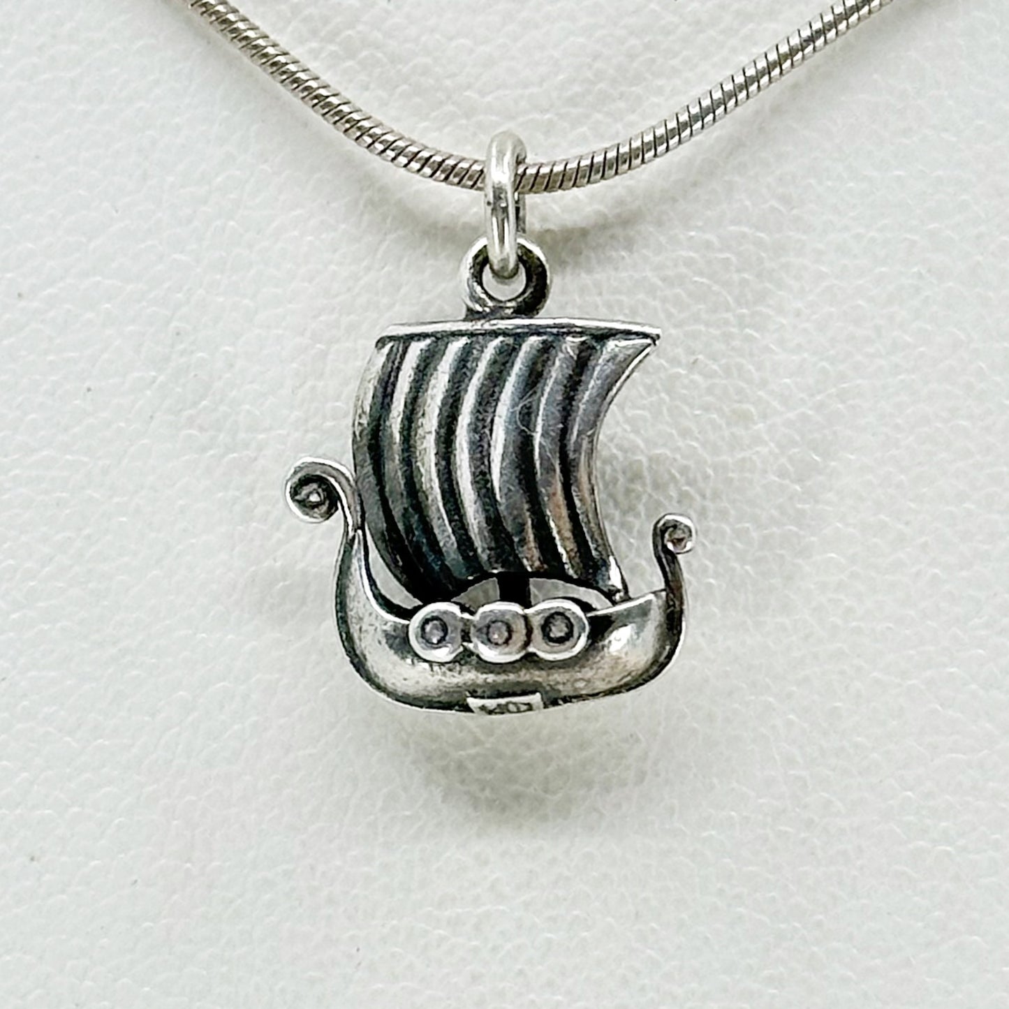 Danish kopi sterling silver viking boat charm pendant