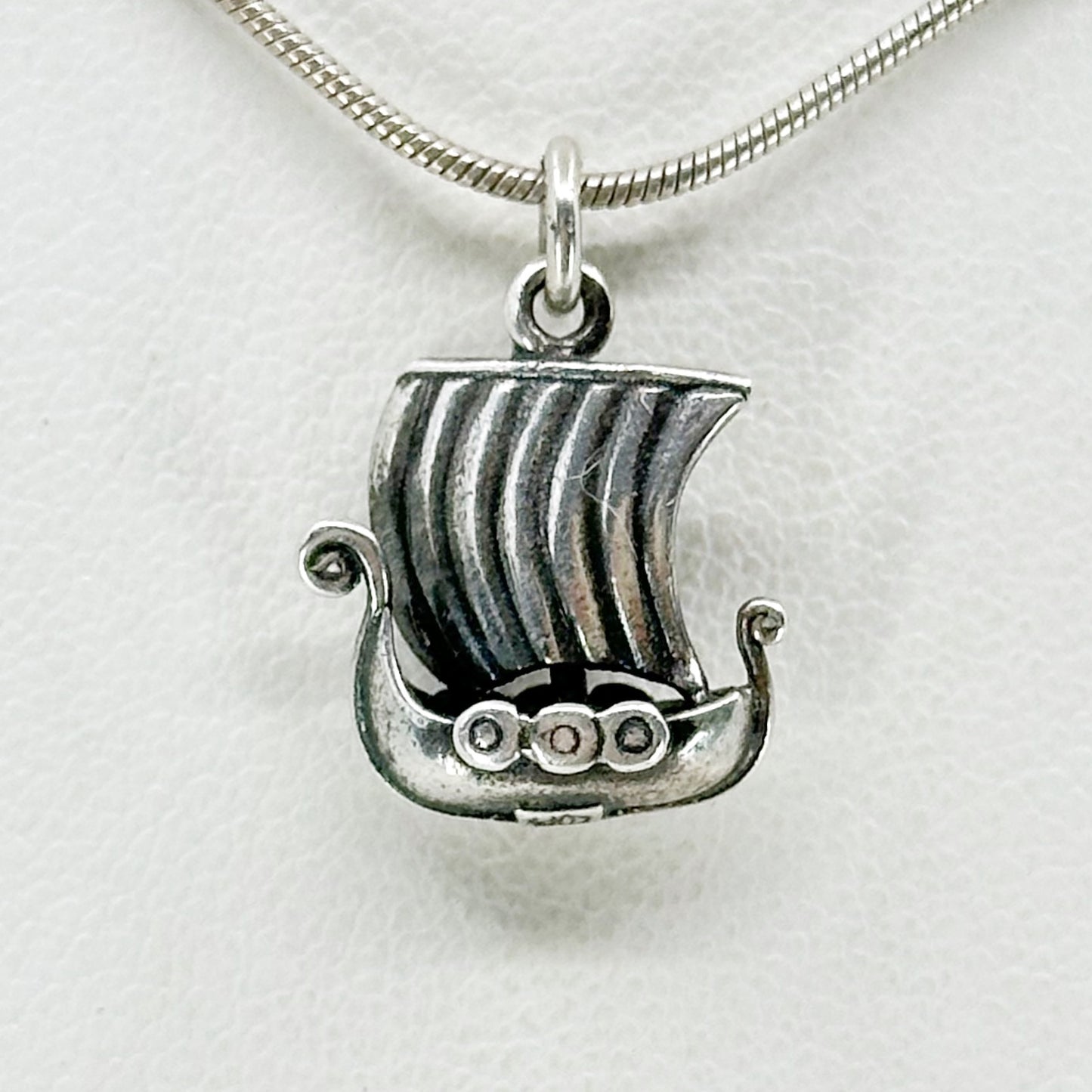 Danish kopi sterling silver viking boat charm pendant