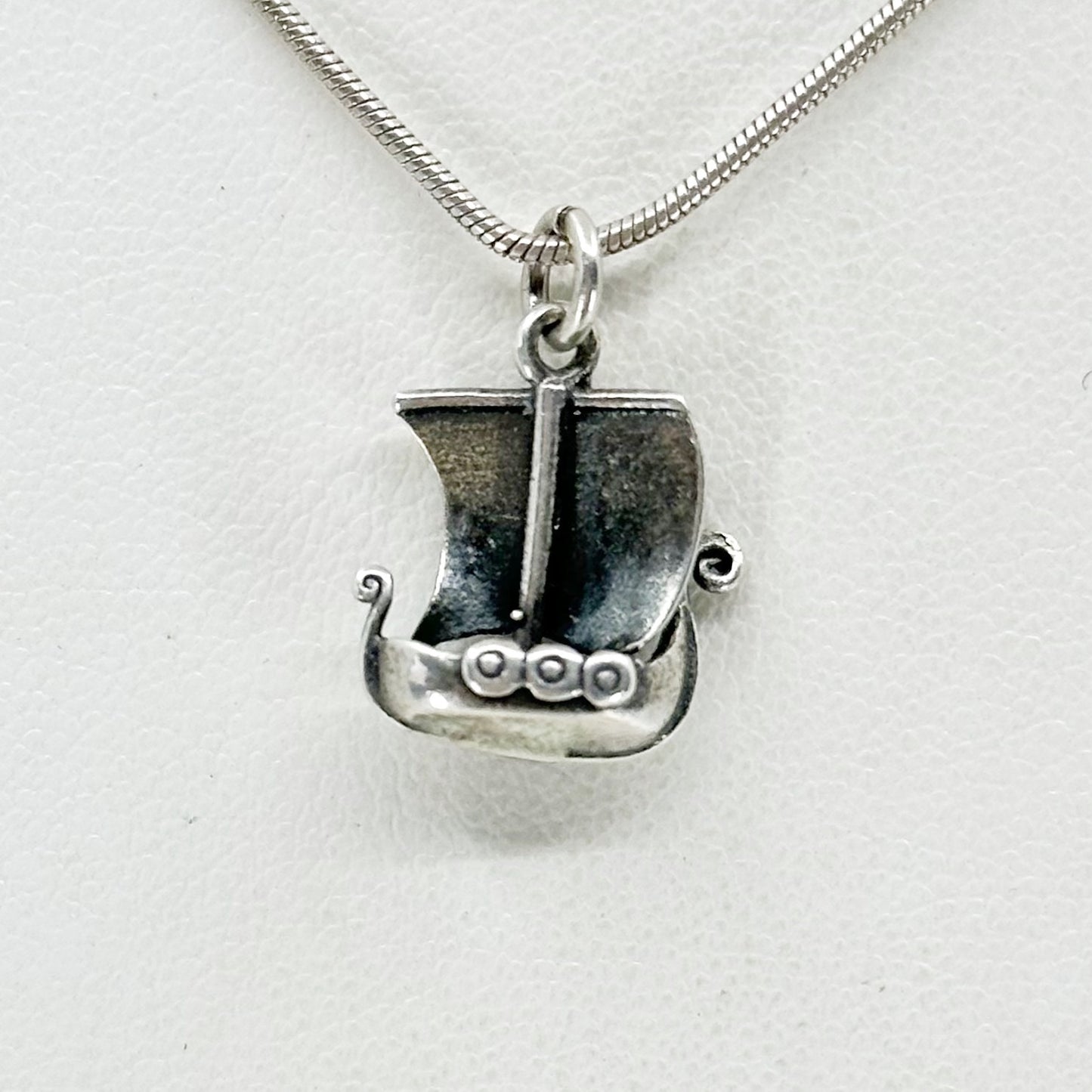 Danish kopi sterling silver viking boat charm pendant