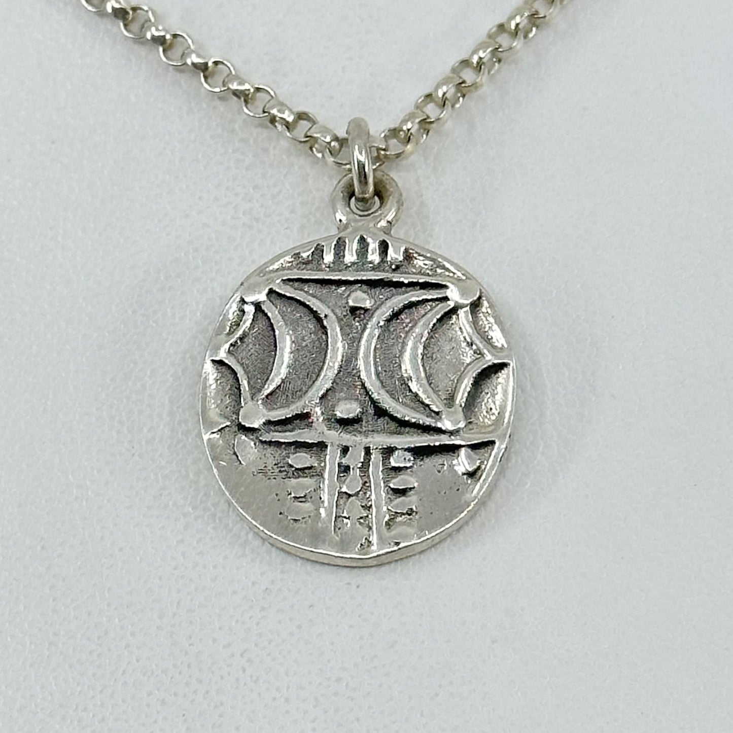 Sterling silver coin medal pendant necklace