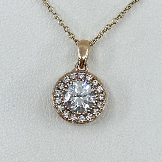 Rose Gold vermeil Sterling silver cubic zirconia pendant necklace