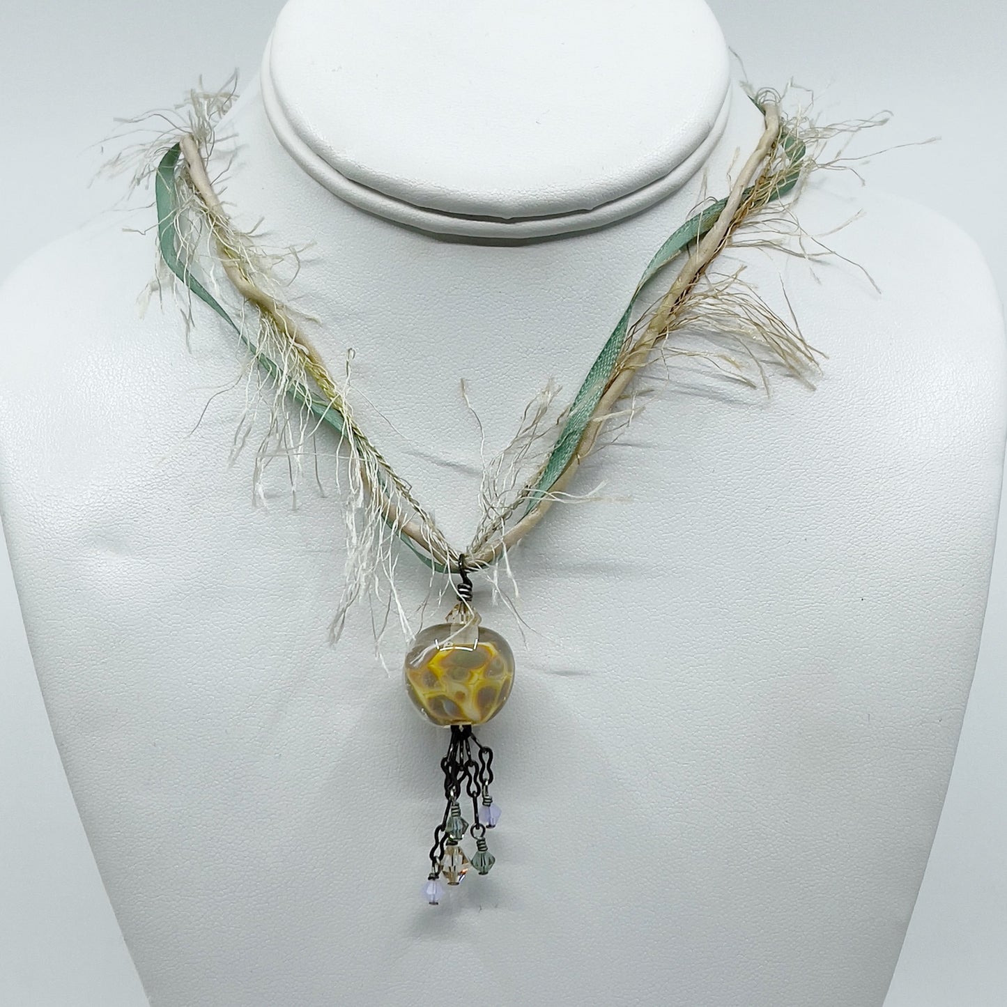 sterling silver Murano glass bead necklace