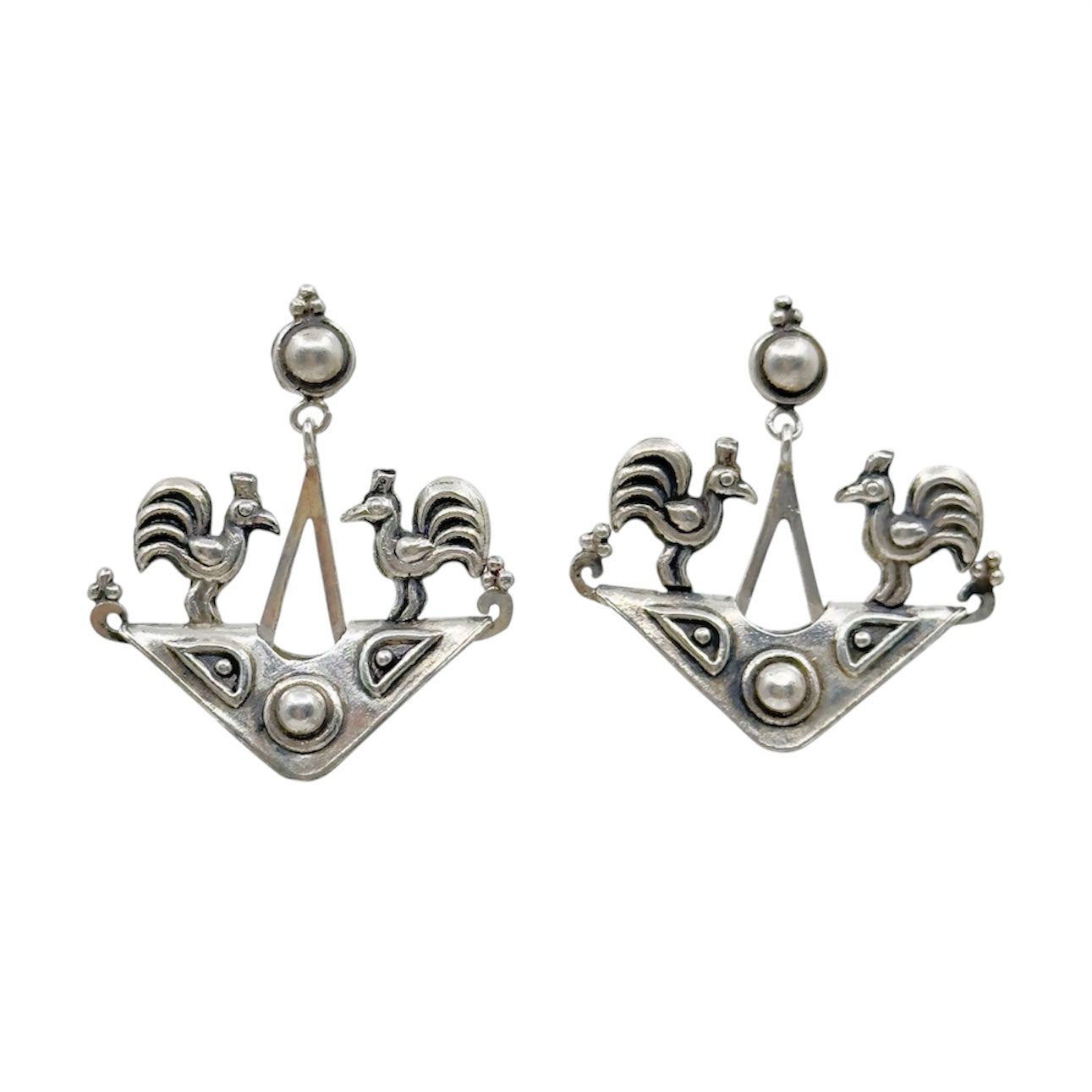 Vintage sterling silver tribal Indonesian drop earrings