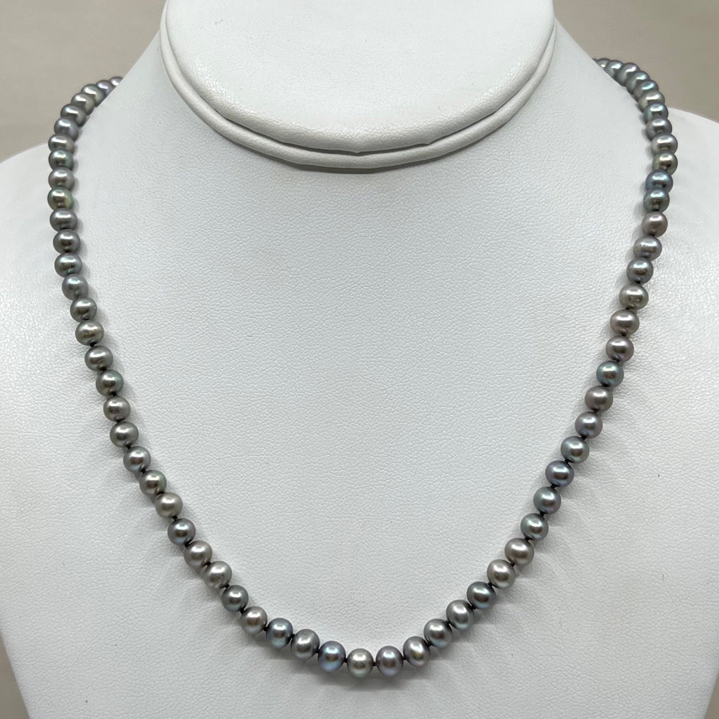 Gold filled freshwater gray pearl necklace