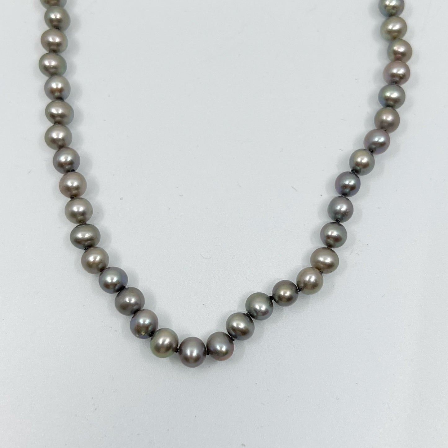 Gold filled freshwater gray pearl necklace