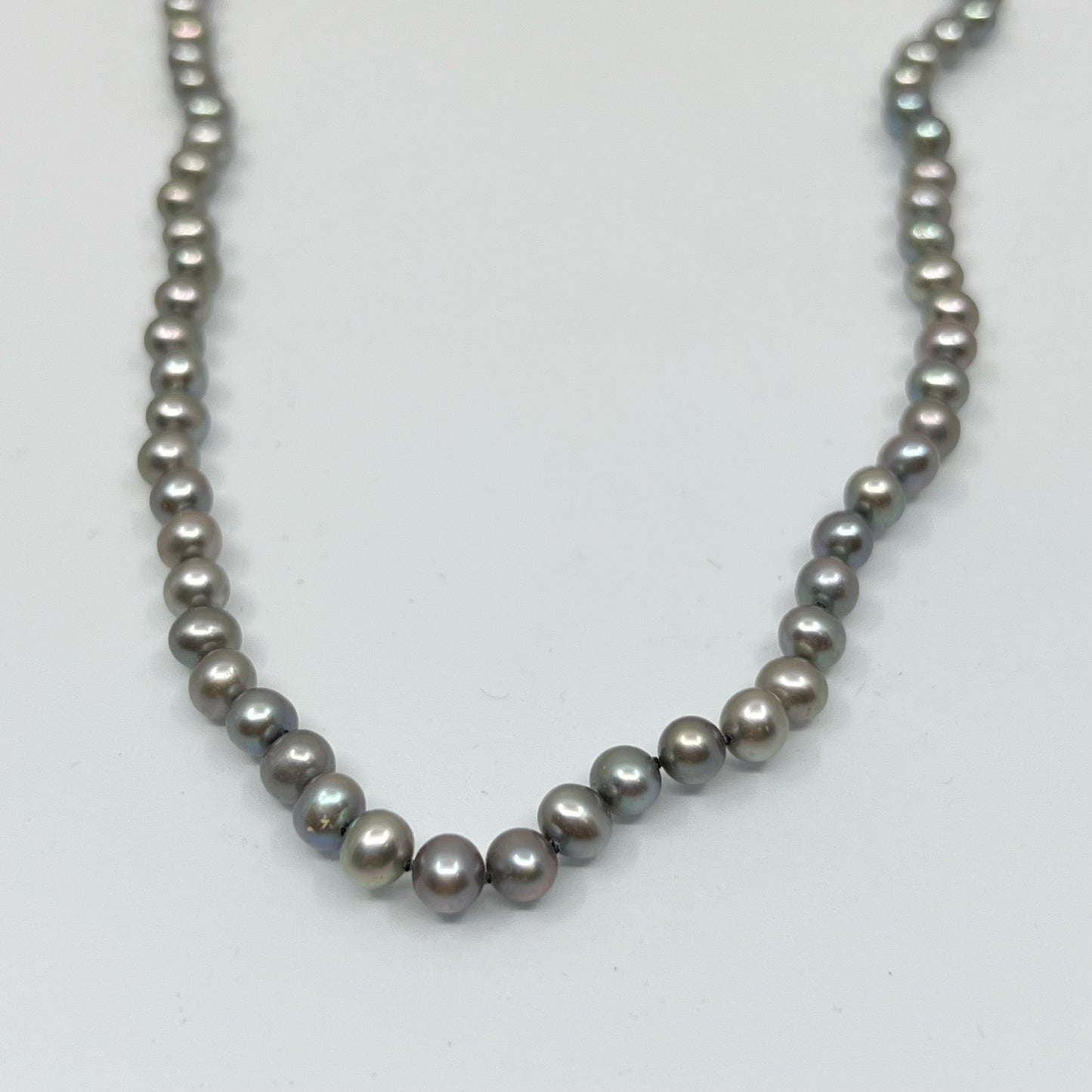 Gold filled freshwater gray pearl necklace