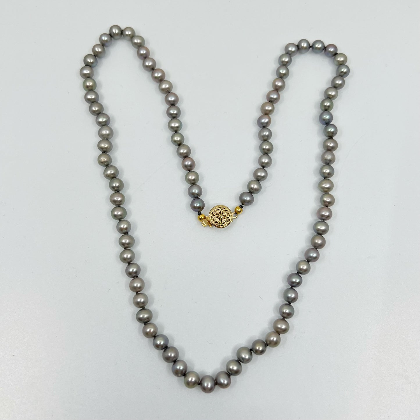 Gold filled freshwater gray pearl necklace