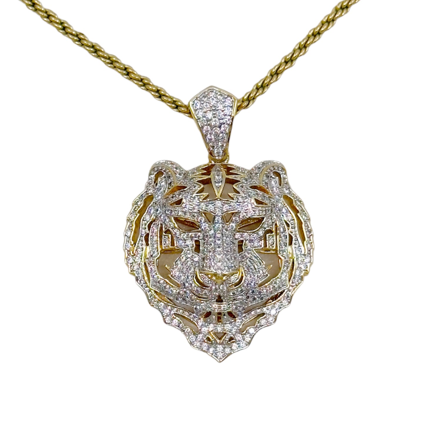 AC Gold filled cubic zirconia tiger pendant