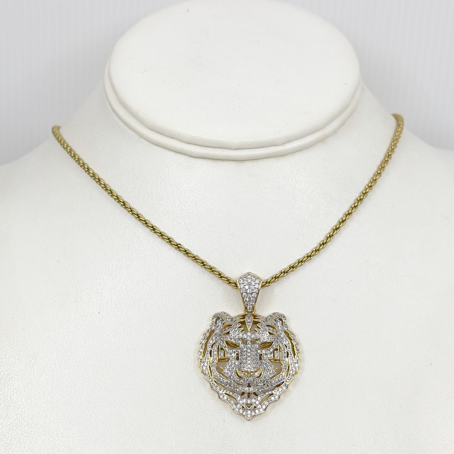 AC Gold filled cubic zirconia tiger pendant