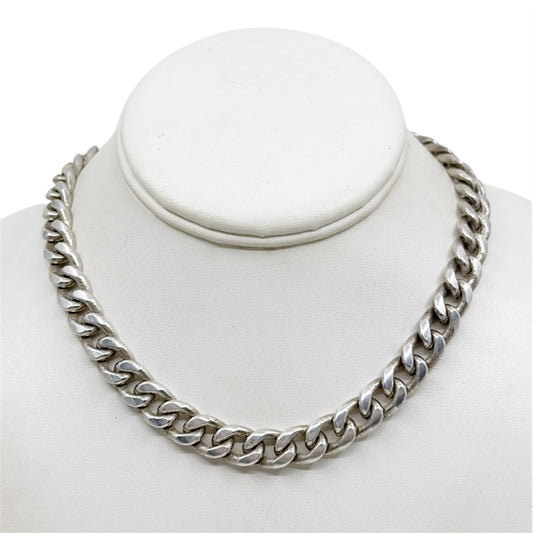 Vintage sterling silver cuban link choker necklace