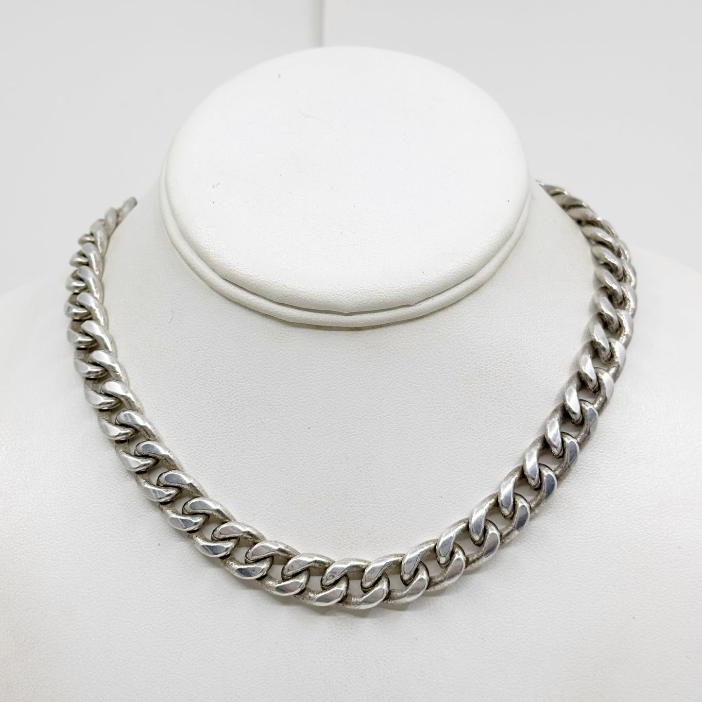 Vintage sterling silver cuban link choker necklace