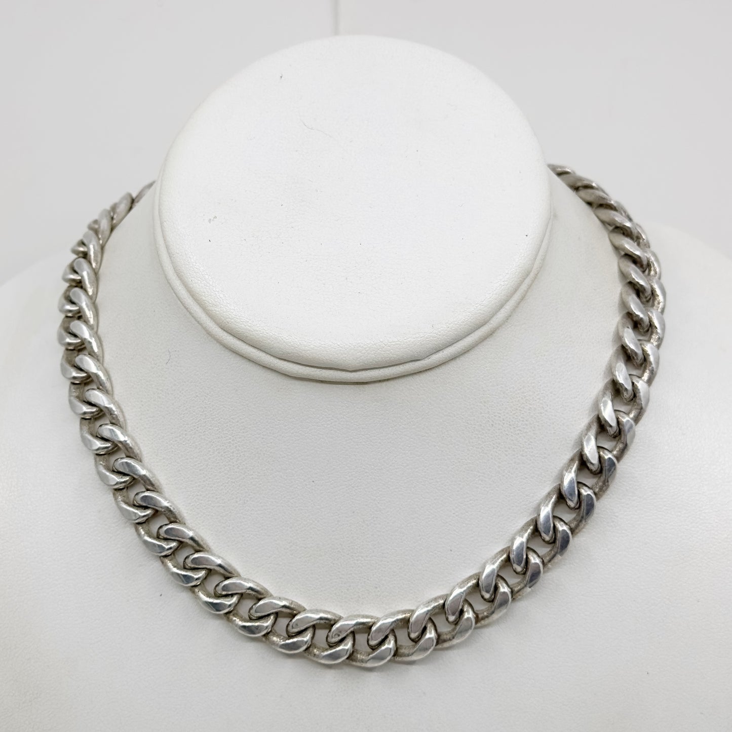 Vintage sterling silver cuban link choker necklace