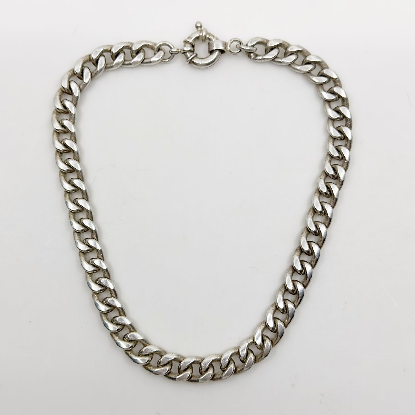 Vintage sterling silver cuban link choker necklace