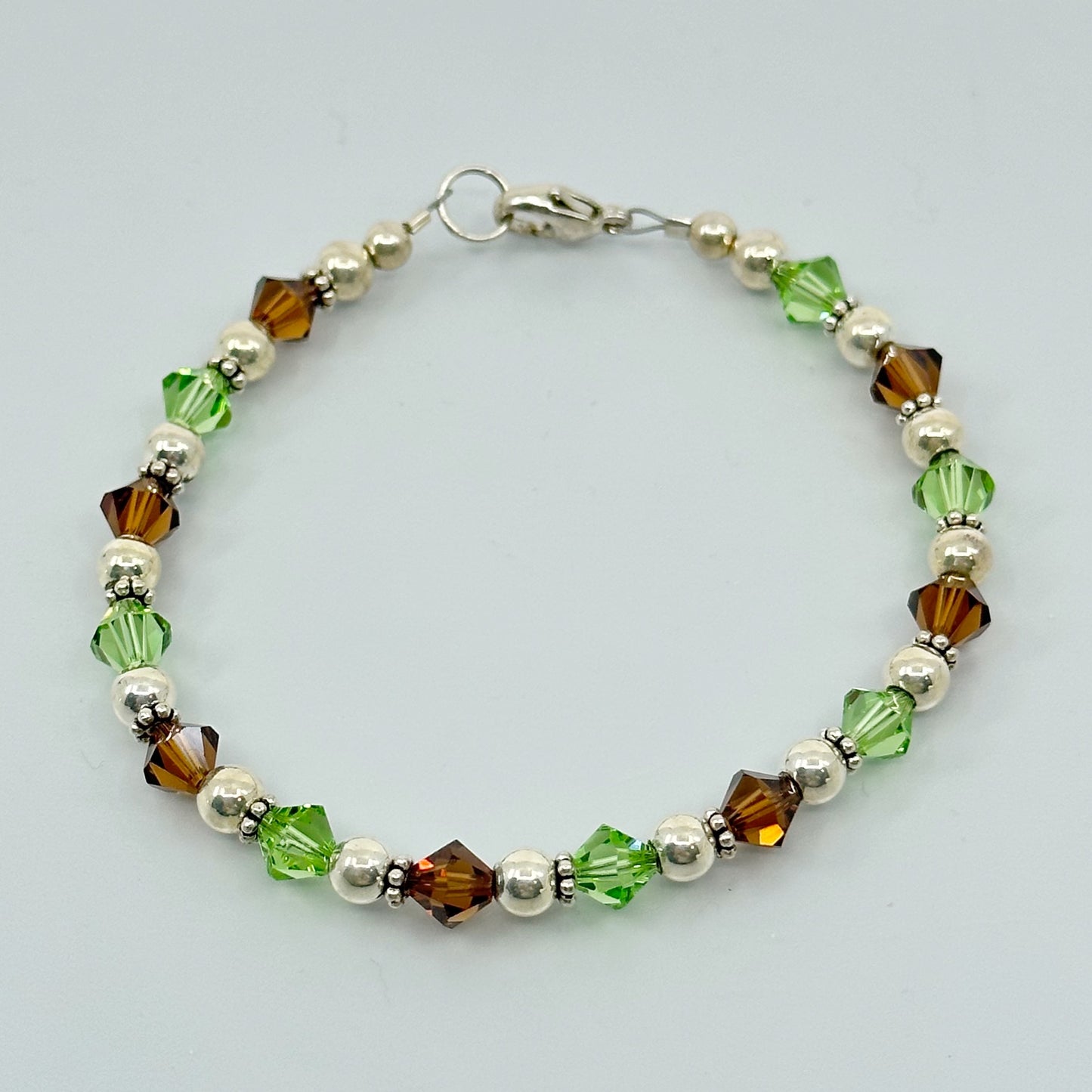 sterling silver crystal bead bracelet