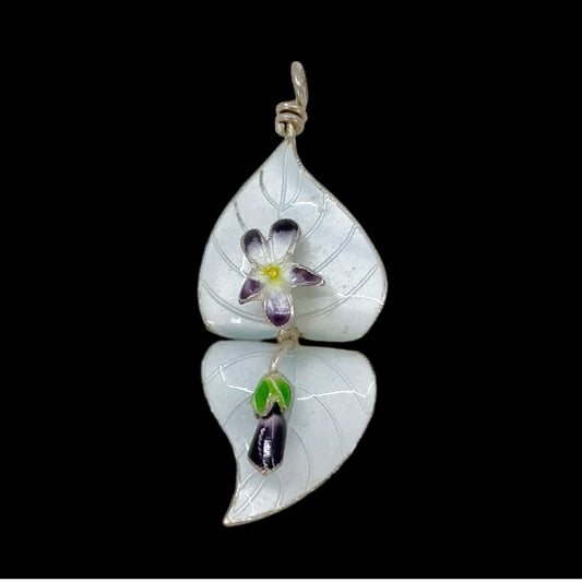 Chinese Sterling silver enamel flower  pendant