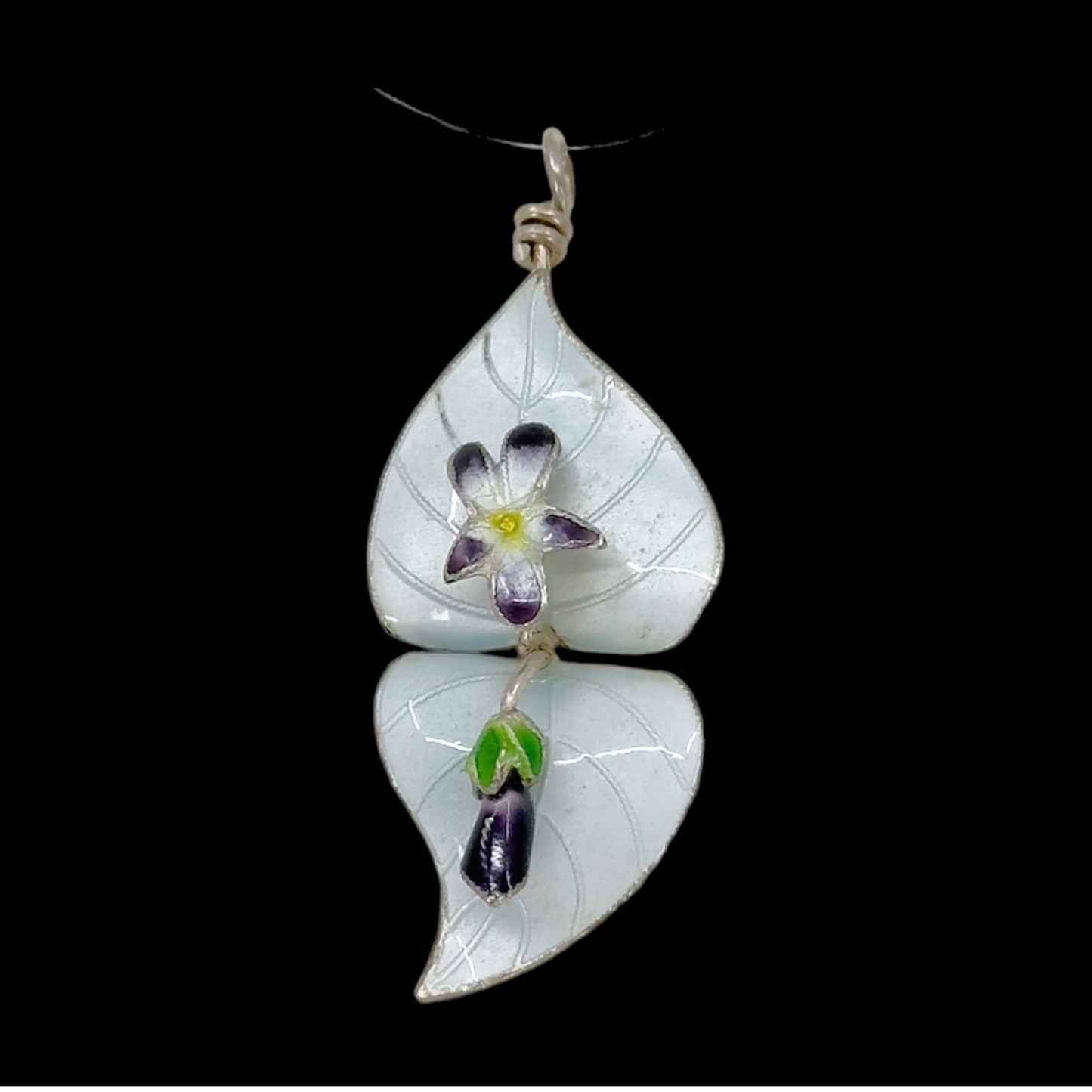 Chinese Sterling silver enamel flower  pendant