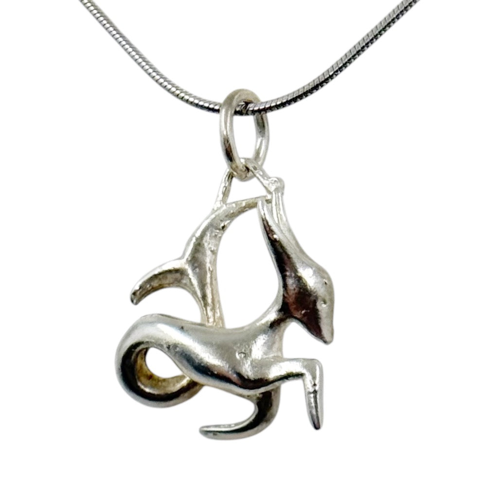Modernist sterling silver Capricorn pendant