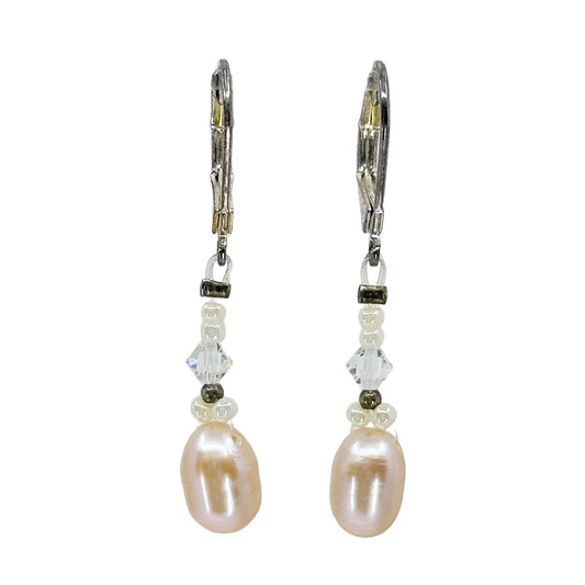 Sterling silver Pearl & Crystal bead earrings