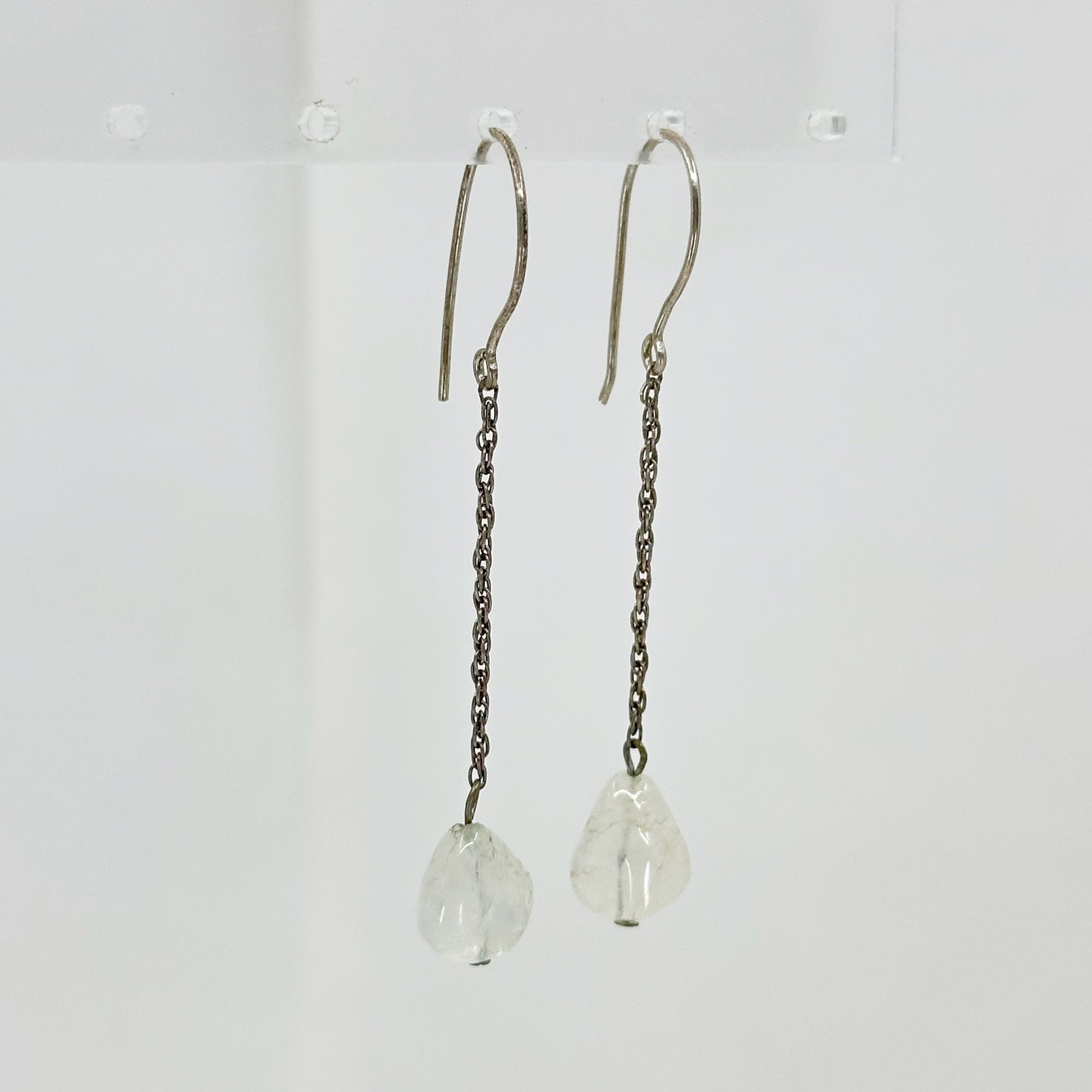 Sterling silver moonstone bead earrings