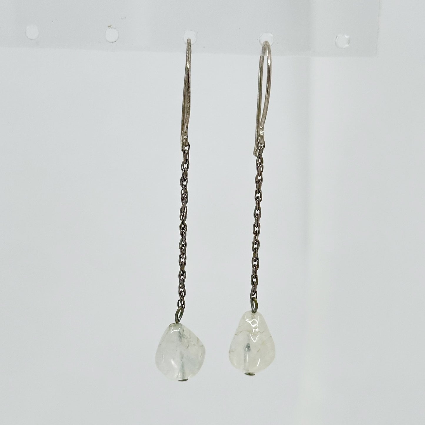 Sterling silver moonstone bead earrings