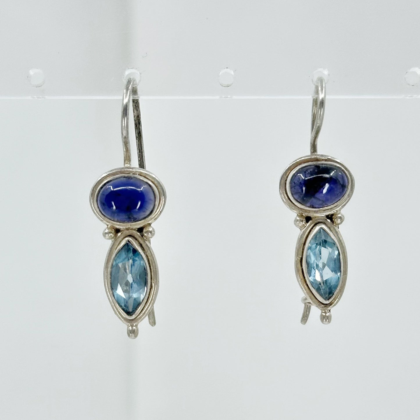 Sterling silver Blue Topaz & Amethyst earrings