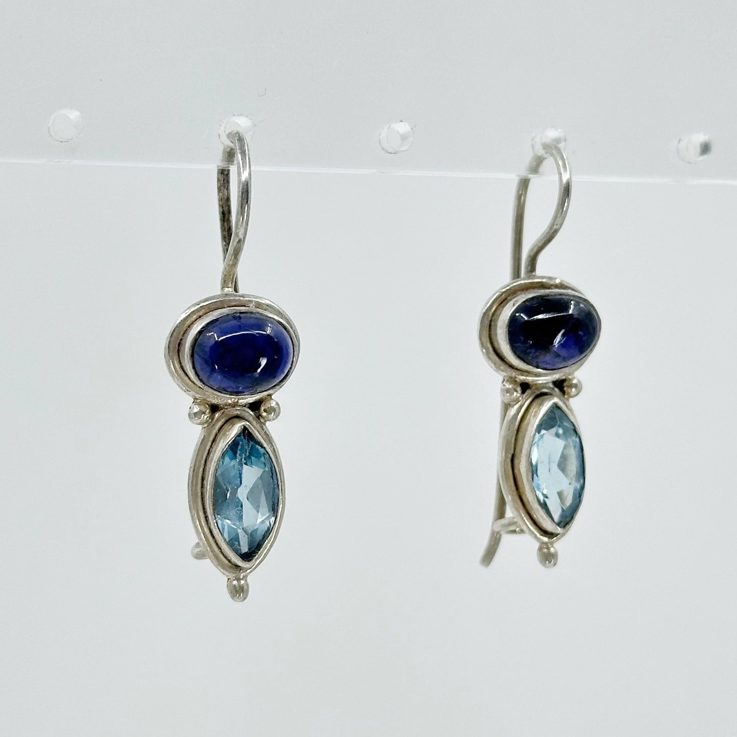 Sterling silver Blue Topaz & Amethyst earrings