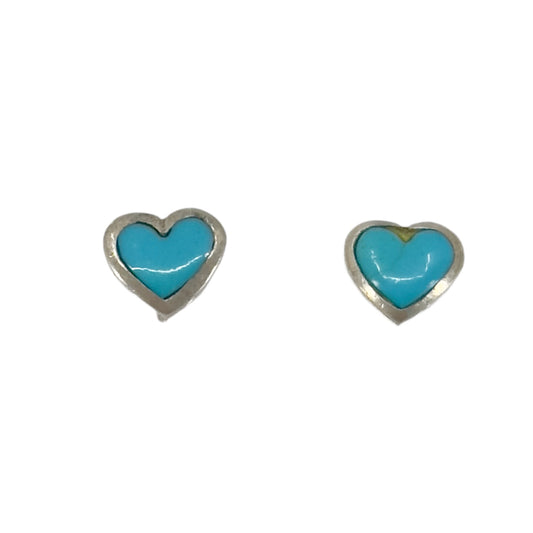 sterling silver turquoise heart stud earrings