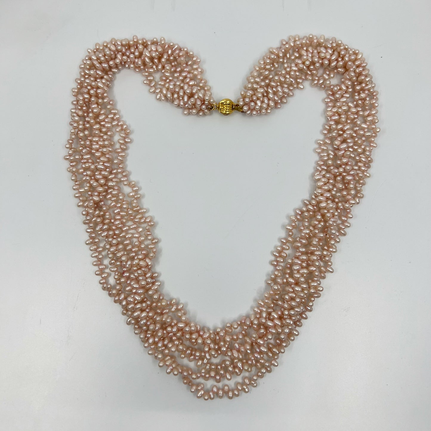 Gold filled cultured peach pearl torsade necklace