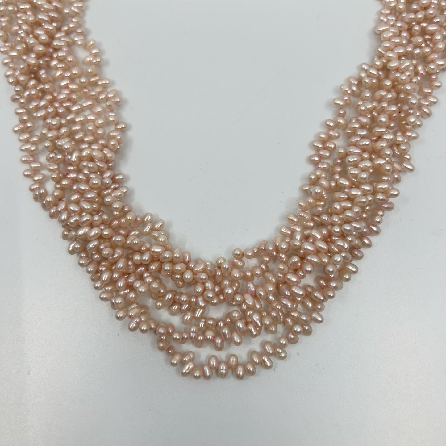 Gold filled cultured peach pearl torsade necklace