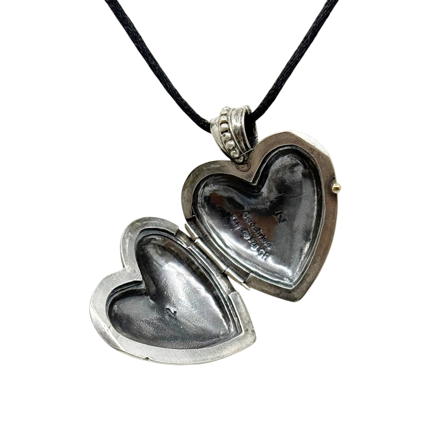 Gerochristo 18k gold sterling silver ruby heart locket pendant - GM789