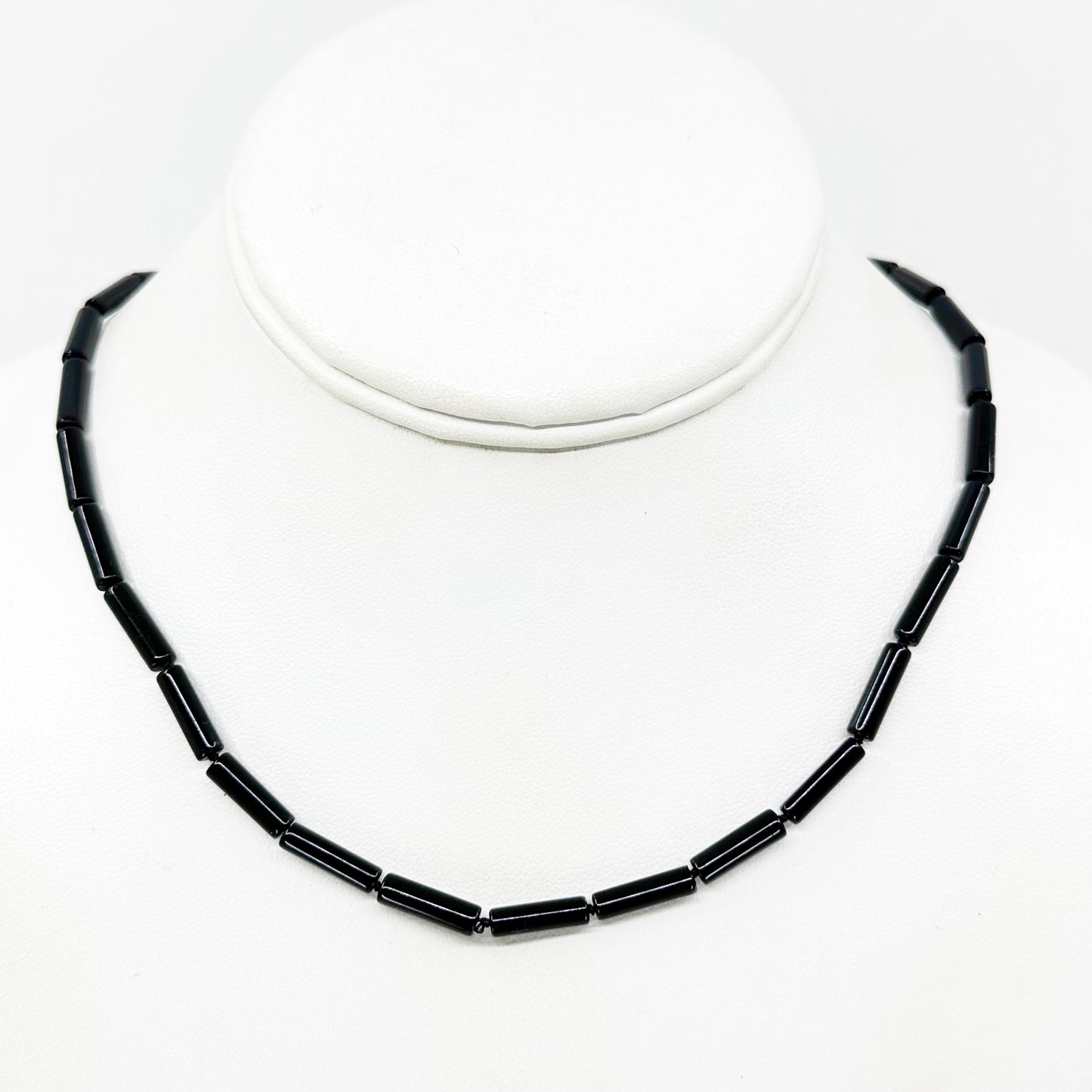 Hand Made sterling silver onyx bead necklace