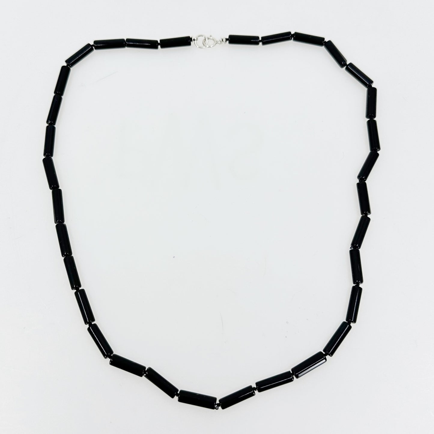 Hand Made sterling silver onyx bead necklace