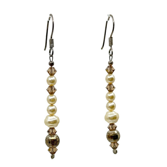 Sterling silver pearl & crystal bead earrings