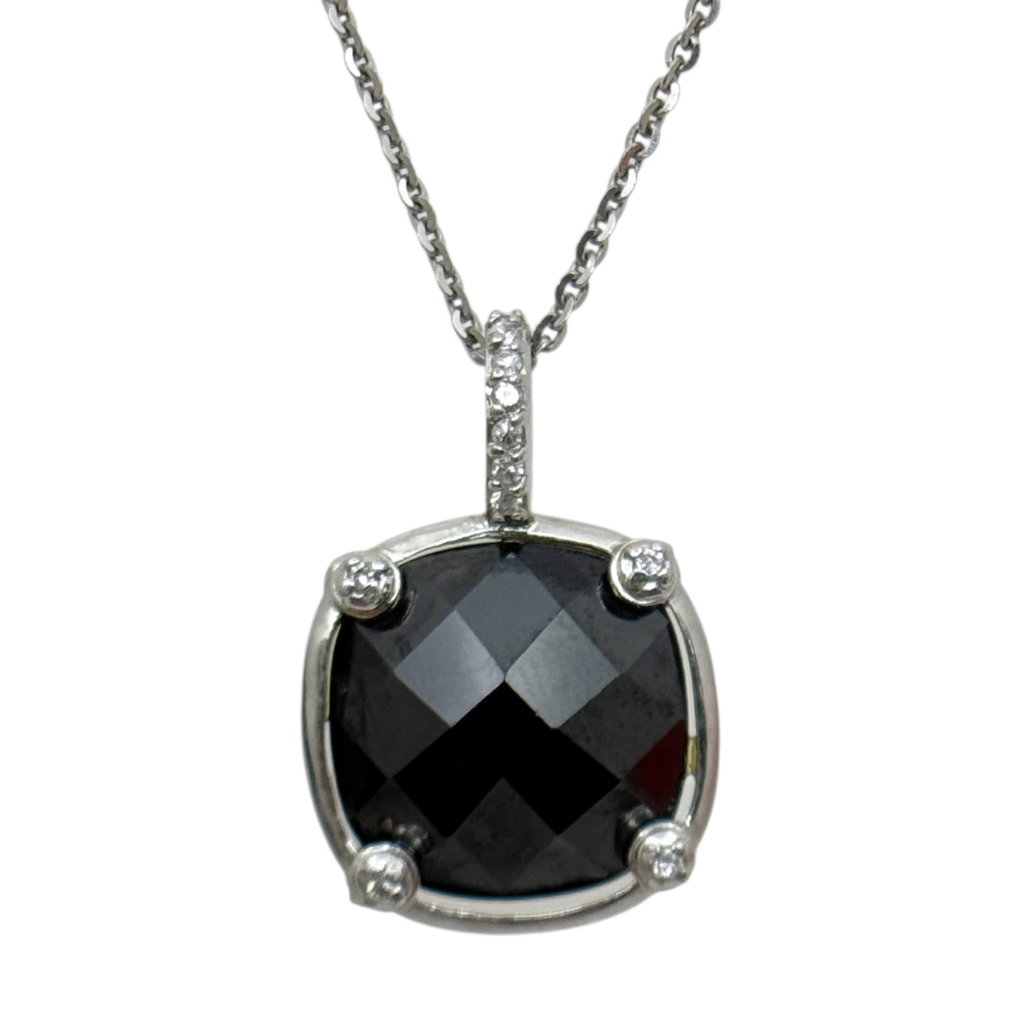 Berricle Sterling silver onyx & cubic zirconia necklace - GM8