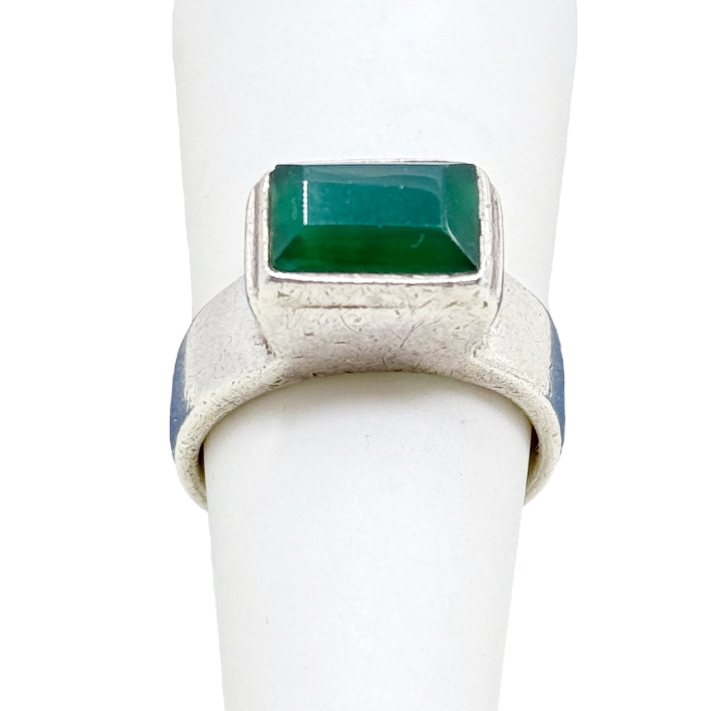 Mid Century sterling silver chrysoprase ring - GM354