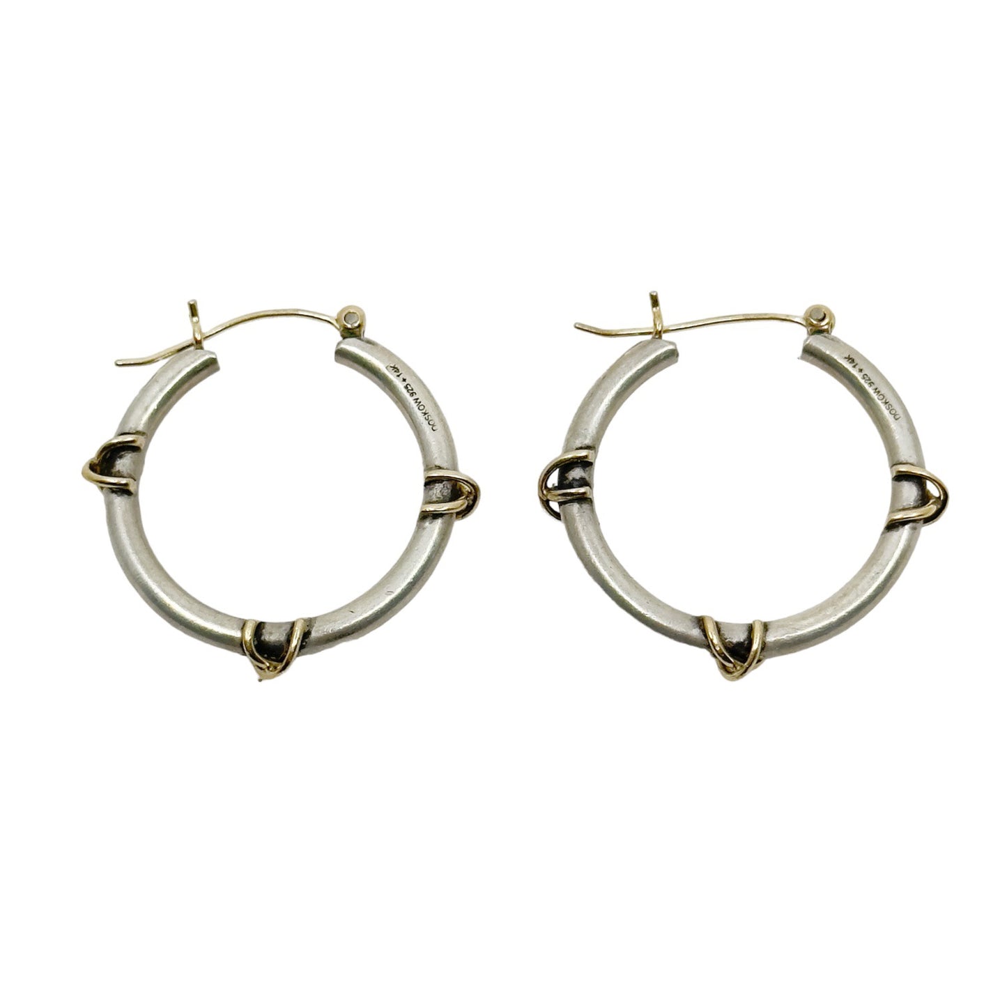 Leonore Doskow 14k gold & sterling silver hoop earrings